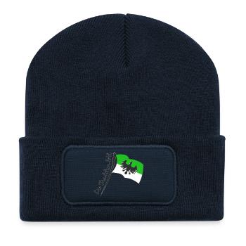 Schützenfest Fahne - Die Tradition lebt - Recycelte Patch Beanie - French Navy - Vorne