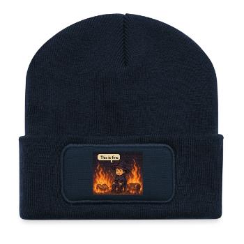 This Is Fine - Recycled Patch Beanie - french navy - Front