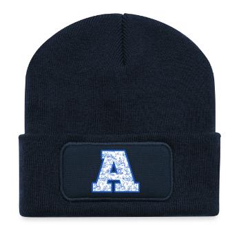 Buchstabe A blaue Chinoiserie - Recycelte Patch Beanie - French Navy - Vorne