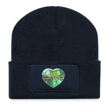 Diamond Heart I Love Bio - Beanie recyclé à patch - bleu marine - Devant
