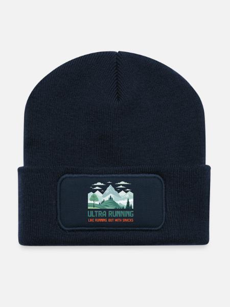 L’ultra running, comme la course à pied mais avec des collations - Beanie recyclé à patch - bleu marine