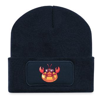 Crabe de homard bande dessinée cool - Beanie recyclé à patch - bleu marine - Devant