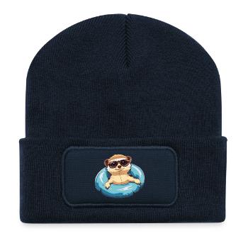 Suricate Bande Dessinée Cool - Beanie recyclé à patch - bleu marine - Devant
