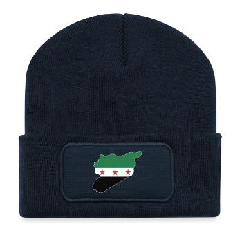 Syrien Flagge und Karte علم وخريطة سورية - Recycelte Patch Beanie - French Navy - Vorne