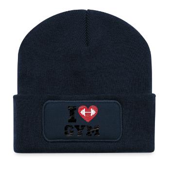 Citation sur la gym - Beanie recyclé à patch - bleu marine - Devant