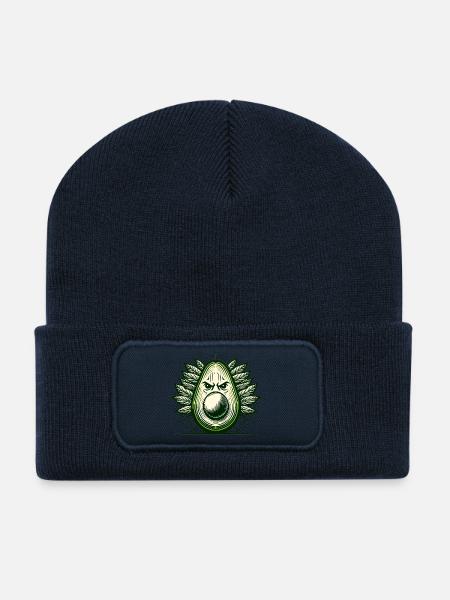 Avocado Warrior Face - Recycled Patch Beanie - french navy