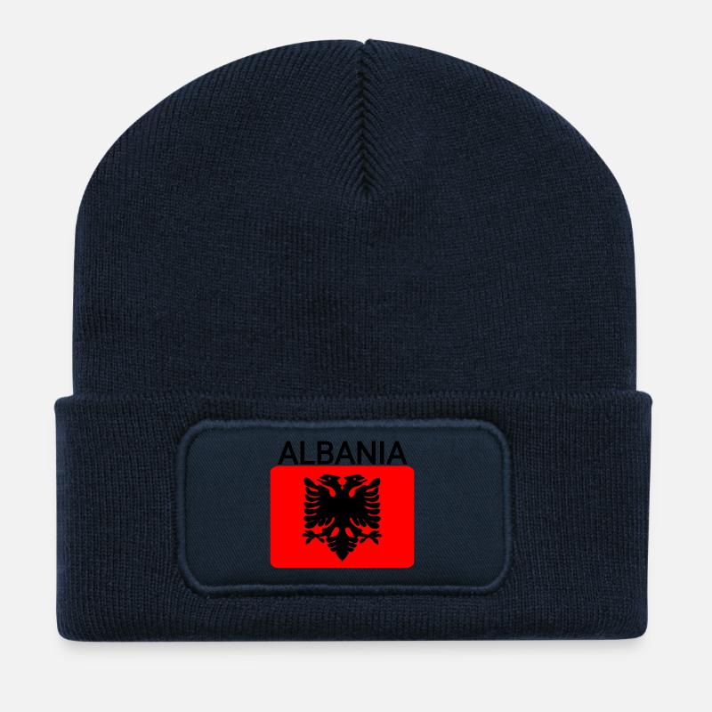 Albanien Flaggenkarten - Recycelte Patch Beanie - French Navy