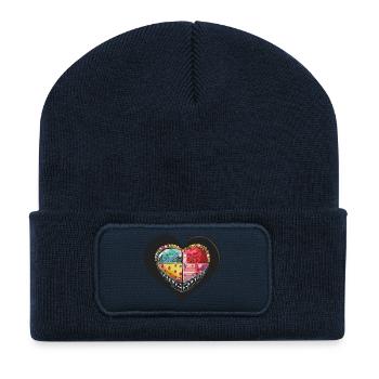 Herz_3 - Beanie recyclé à patch - bleu marine - Devant