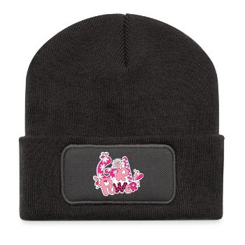 Girl Flower Power - Recycled Patch Beanie - dark grey - Front