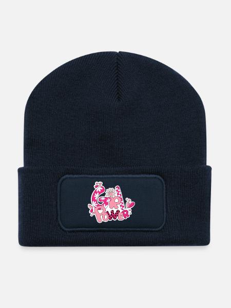 Girl Flower Power - Recycled Patch Beanie - french navy