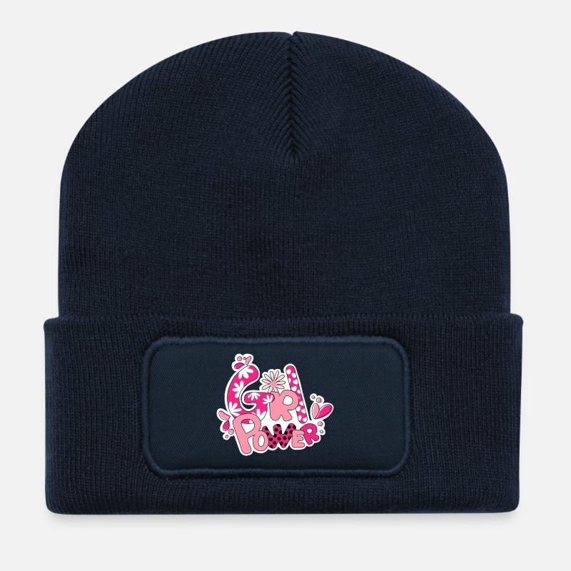 Mädchen-Flower-Power - Recycelte Patch Beanie - French Navy
