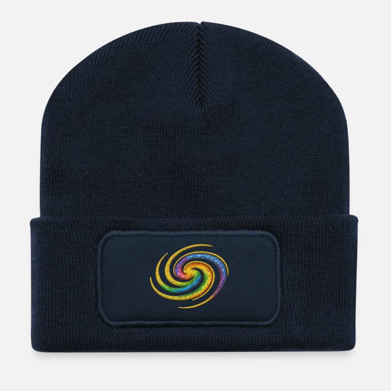 Galaktischer Regenbogenspiral  - Recycelte Patch Beanie - French Navy