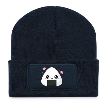 Kawaii Onigiri Rice Cute Food Lover - Recycled Patch Beanie - french navy - Front