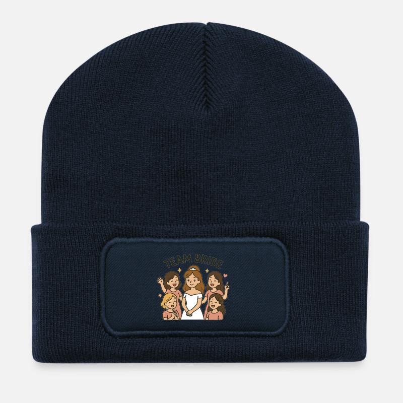 Team Bride – JGA Braut & Freundinnen T-Shirt - Recycelte Patch Beanie - French Navy