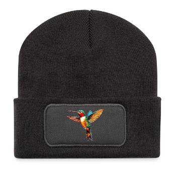 Colibri Colibri Colibri Oiseau Colibris Colibri mignon - Beanie recyclé à patch - charbon - Devant