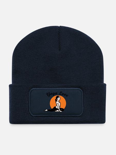 Yoga Amour - Beanie recyclé à patch - bleu marine
