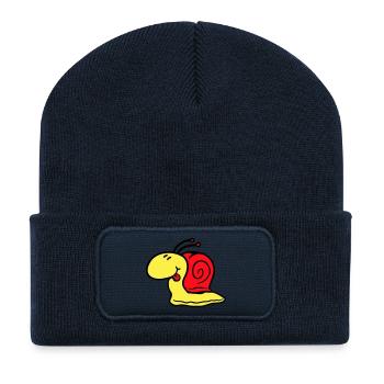 Snail cheeky tongue sticking out quickly small - Recycled Patch Beanie - french navy - Front