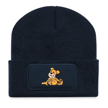 Cheerful cartoon bear sitting - Recycled Patch Beanie - french navy - Front