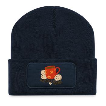 Tasse heiße Schokolade mit Keksen - Recycelte Patch Beanie - French Navy - Vorne