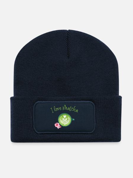 L’amour du matcha - Beanie recyclé à patch - bleu marine