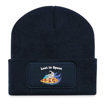 Astronaut on pizza in space - Recycled Patch Beanie - french navy - Front