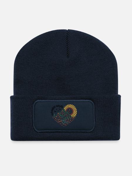 Adventure Awaits – Inspired by 70s Travel Posters - Recycled Patch Beanie - french navy