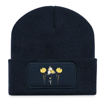 Fleur - Beanie recyclé à patch - bleu marine - Devant