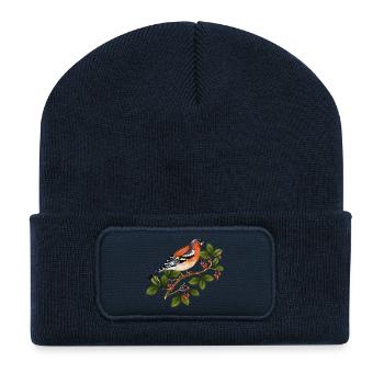 Bunter Vogel - Recycelte Patch Beanie - French Navy - Vorne