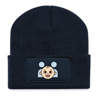 La première dent de bébé | Concentrez-vous sur la fierté des parents - Beanie recyclé à patch - bleu marine - Devant