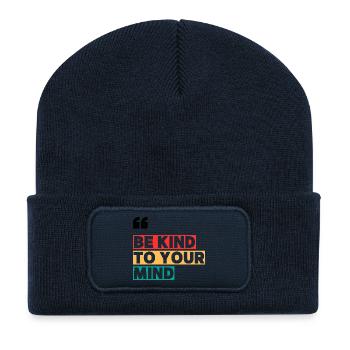 BE KIND TO YOUR MIND - Beanie recyclé à patch - bleu marine - Devant