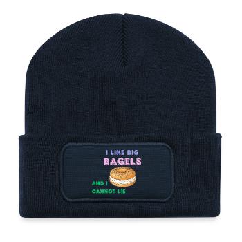 Big Bagels Funny Breakfast Shirt - Recycelte Patch Beanie - French Navy - Vorne