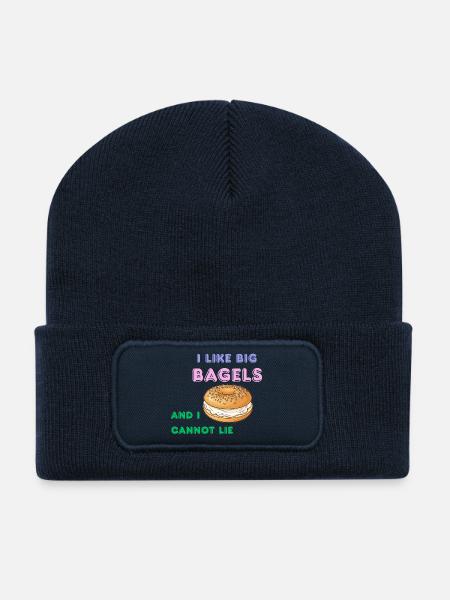 Big Bagels Funny Breakfast Shirt - Recycled Patch Beanie - french navy