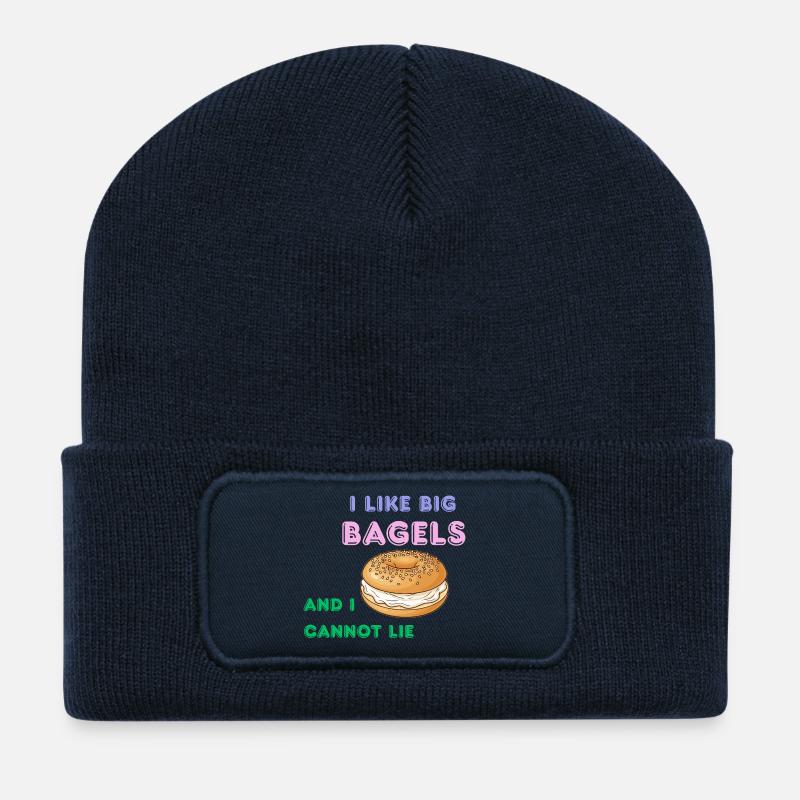 Big Bagels Funny Breakfast Shirt - Recycelte Patch Beanie - French Navy