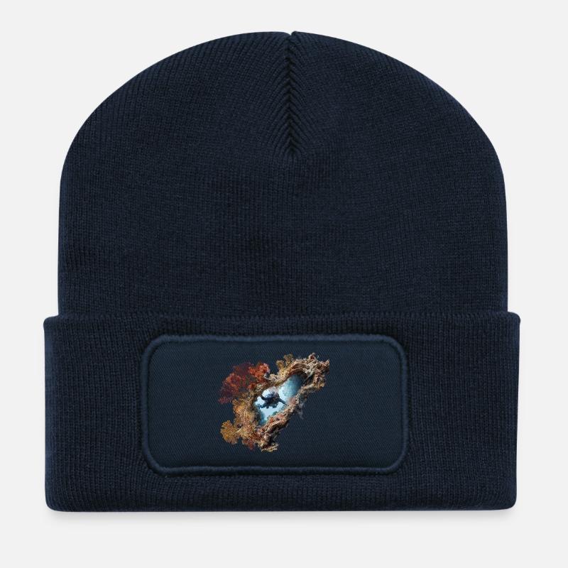 Coral Reef Diver Adventurer - Recycled Patch Beanie - french navy