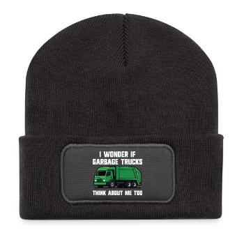 Je me demande si les camions à ordures pensent à moi - Beanie recyclé à patch - charbon - Devant