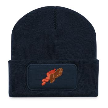 Salami Bread Cartoon - Recycled Patch Beanie - french navy - Front