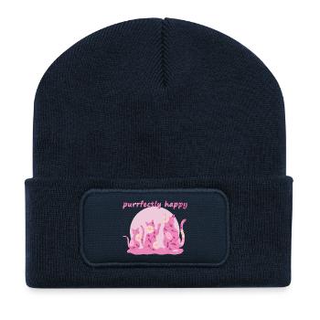 Purrfectly happy - for cat lovers - Recycled Patch Beanie - french navy - Front