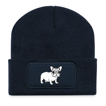 french bulldog dogs t-shirt gift - Recycled Patch Beanie - french navy - Front