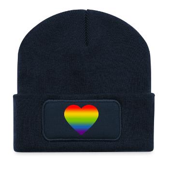Rainbow_heart - Recycelte Patch Beanie - French Navy - Vorne
