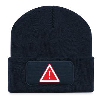 Attention! Beware Sign - Recycled Patch Beanie - french navy - Front