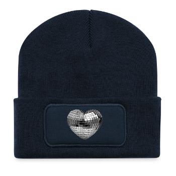 DISCO BALL LOVE #1 - peace & love - Recycled Patch Beanie - french navy - Front