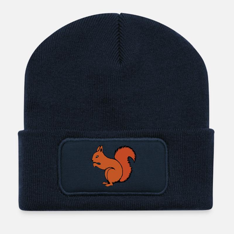 Eichhörnchen Geschenk Weihnachten - Recycelte Patch Beanie - French Navy