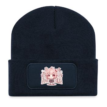 Pastellkawaii Stadtmädchen - Recycelte Patch Beanie - French Navy - Vorne