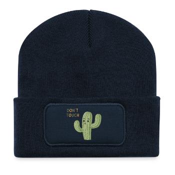 Sad Cactus Warning Don't Touch - Recycled Patch Beanie - french navy - Front