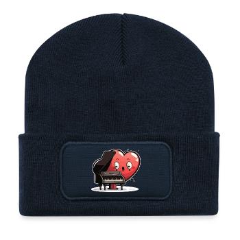 Herzklang am Pianoforte - Recycelte Patch Beanie - French Navy - Vorne