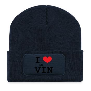 Ich liebe Wein / Alkohol - Recycelte Patch Beanie - French Navy - Vorne