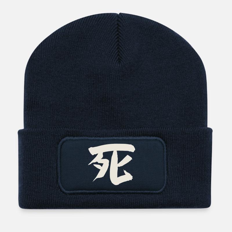 Tod (Japanisches Schriftzeichen) - Recycelte Patch Beanie - French Navy
