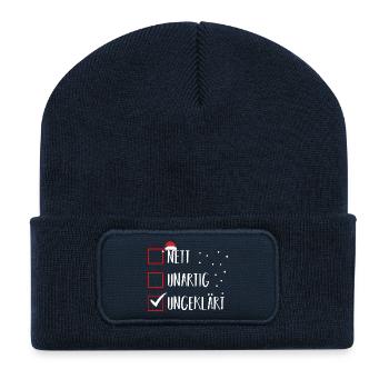 Santa Claus Christmas Time Naughty Christmas - Recycled Patch Beanie - french navy - Front