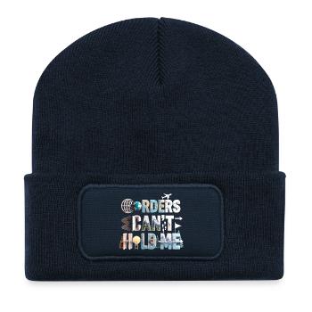 World Traveler Collage: Can't Hold Me - Recycled Patch Beanie - french navy - Front