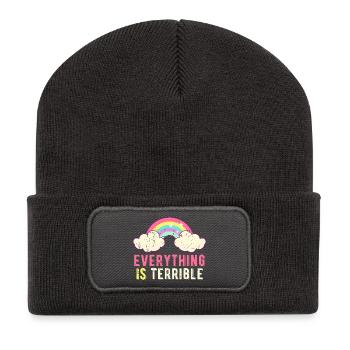 Tout est terrible sarcasme pastel arc-en-ciel - Beanie recyclé à patch - charbon - Devant